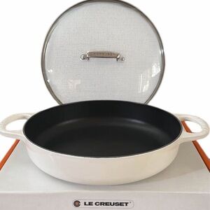 Le Creuset Enamelled Cast Iron White with Glass Lid